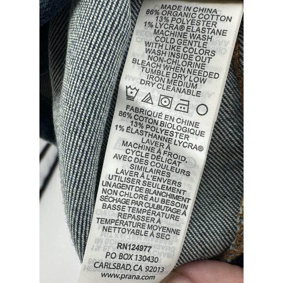 Prana Medium Wash Blue Aubrey Denim Jean Skirt Womens Size 8 Button Fly Stretch - Picture 11 of 11